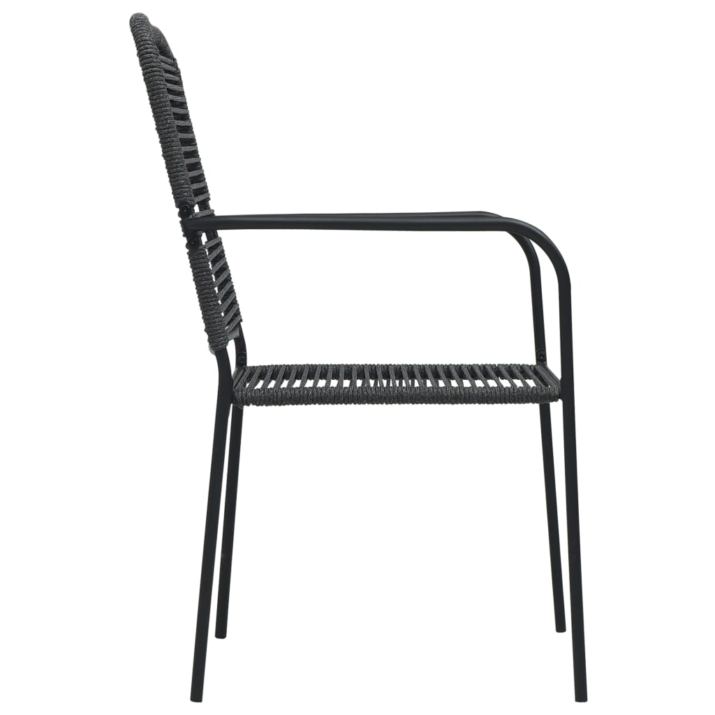 Set da Pranzo da Esterni 5 pz in Corda di Cotone e Acciaio Nero | homemem39