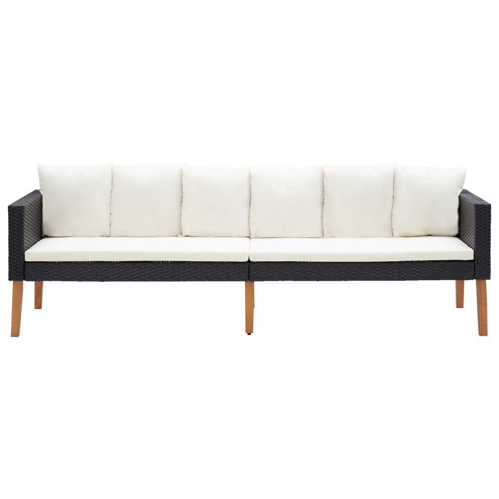Set Divani da Giardino 4 pz con Cuscini in Polyrattan Nero - homemem39
