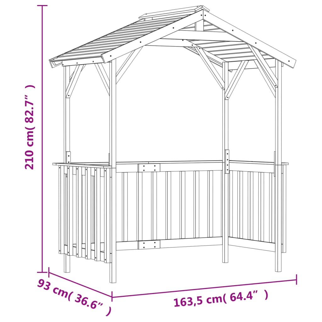Capanno per Barbecue 163,5x93x210 cm in Pino Impregnato - homemem39