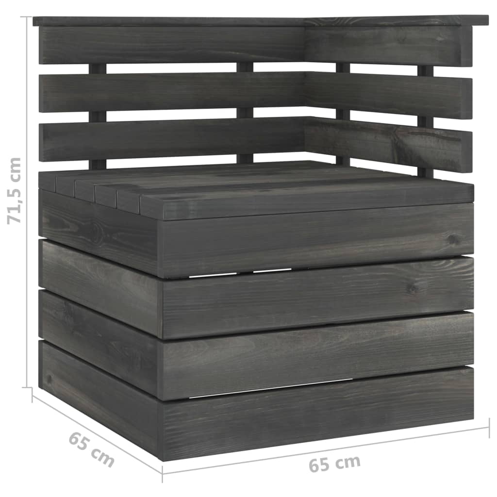 Divano Angolare da Giardino Pallet Legno di Pino Grigio Scuro - homemem39