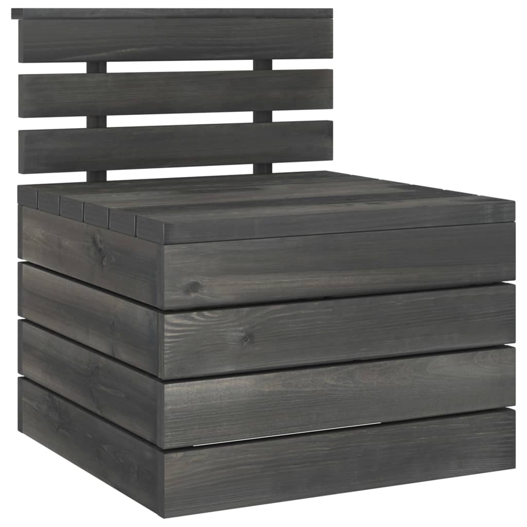 Set Divani da Giardino su Pallet 2pz Pino Massello Grigio Scuro - homemem39