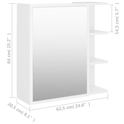 Armadietto a Specchio Bianco 62,5x20,5x64 cm Legno Multistrato - homemem39