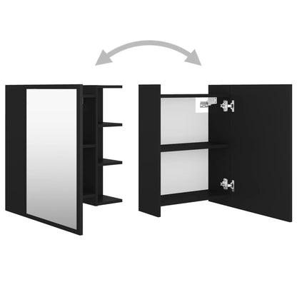 Mobile Bagno con Specchio Nero 62,5x20,5x64cm Legno Multistrato | homemem39