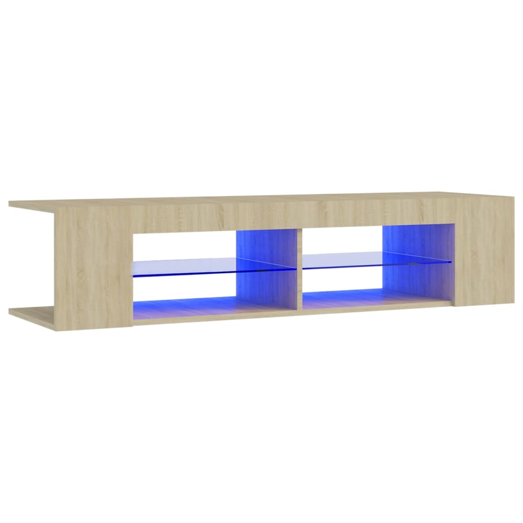Mobile Porta TV con Luci LED Rovere Sonoma 135x39x30 cm - homemem39