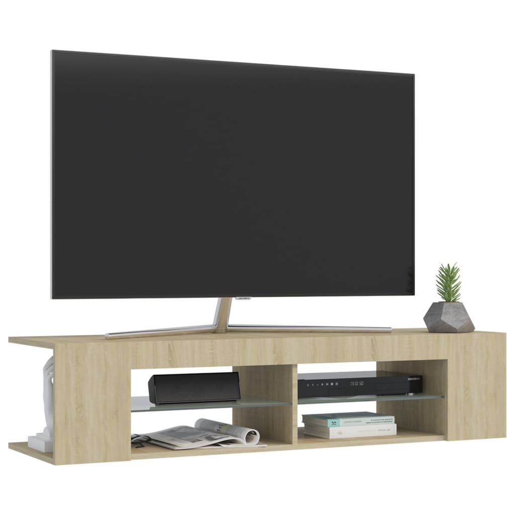 Mobile Porta TV con Luci LED Rovere Sonoma 135x39x30 cm - homemem39