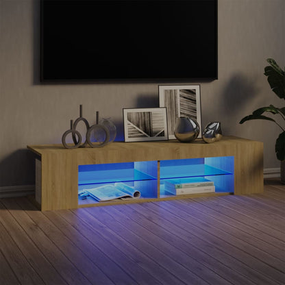 Mobile Porta TV con Luci LED Rovere Sonoma 135x39x30 cm - homemem39