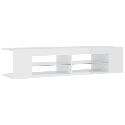 Mobile Porta TV con Luci LED Bianco Lucido 135x39x30 cm - homemem39