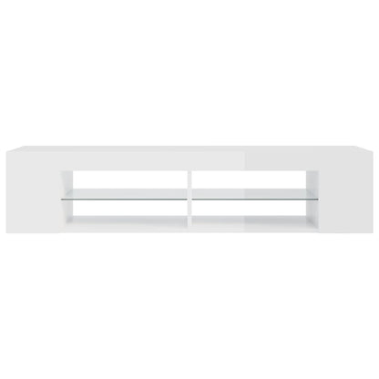Mobile Porta TV con Luci LED Bianco Lucido 135x39x30 cm - homemem39