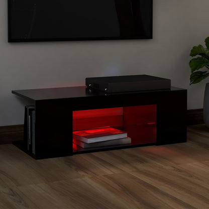 TV Stand with Black LED Lights 90x39x30 cm