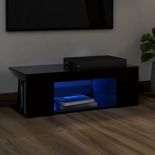 Mobile Porta TV con Luci LED Nero 90x39x30 cm - homemem39
