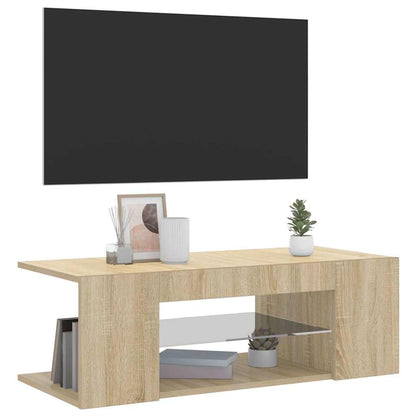 Mobile Porta TV con Luci LED Rovere Sonoma 90x39x30 cm