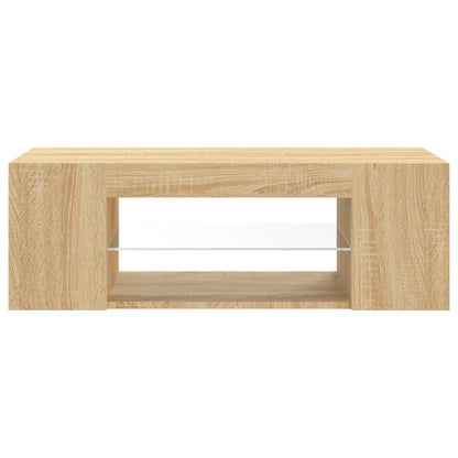 Mobile Porta TV con Luci LED Rovere Sonoma 90x39x30 cm