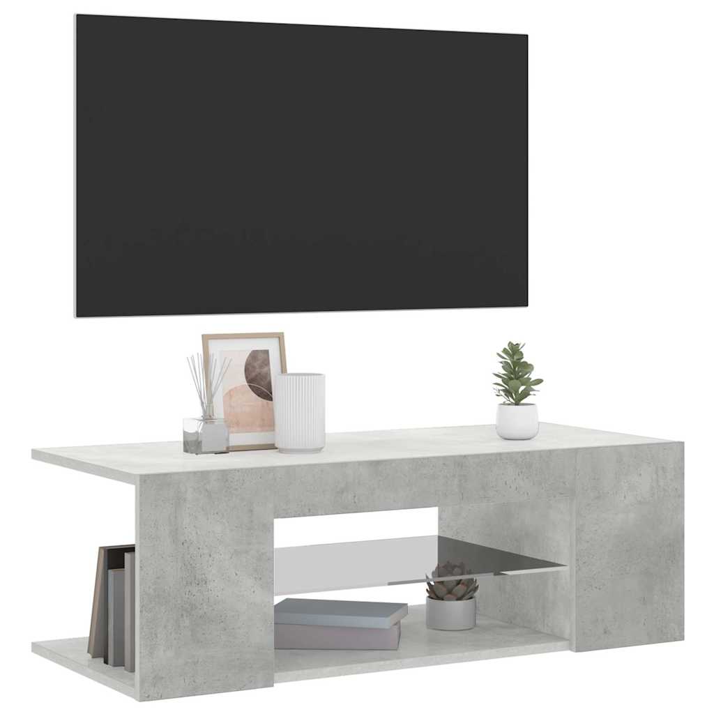 Mobile Porta TV con Luci LED Grigio Cemento 90x39x30 cm - homemem39