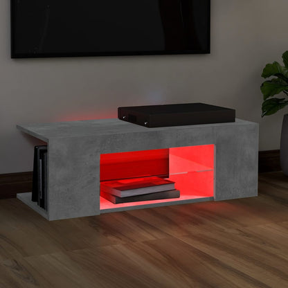 Mobile Porta TV con Luci LED Grigio Cemento 90x39x30 cm - homemem39