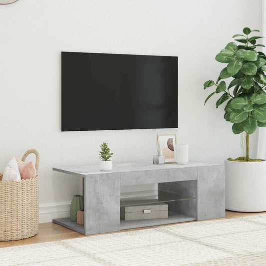 Mobile Porta TV con Luci LED Grigio Cemento 90x39x30 cm - homemem39