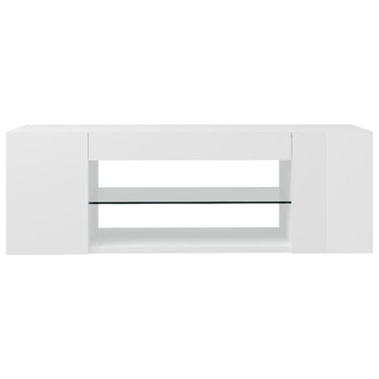 Mobile Porta TV con Luci LED Bianco Lucido 90x39x30 cm - homemem39