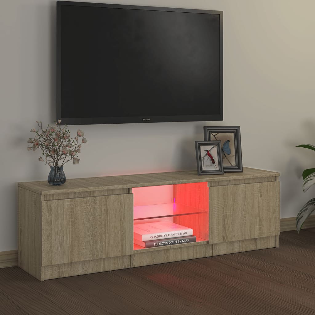 Mobile Porta TV con Luci LED Rovere Sonoma 120x30x35,5 cm - homemem39