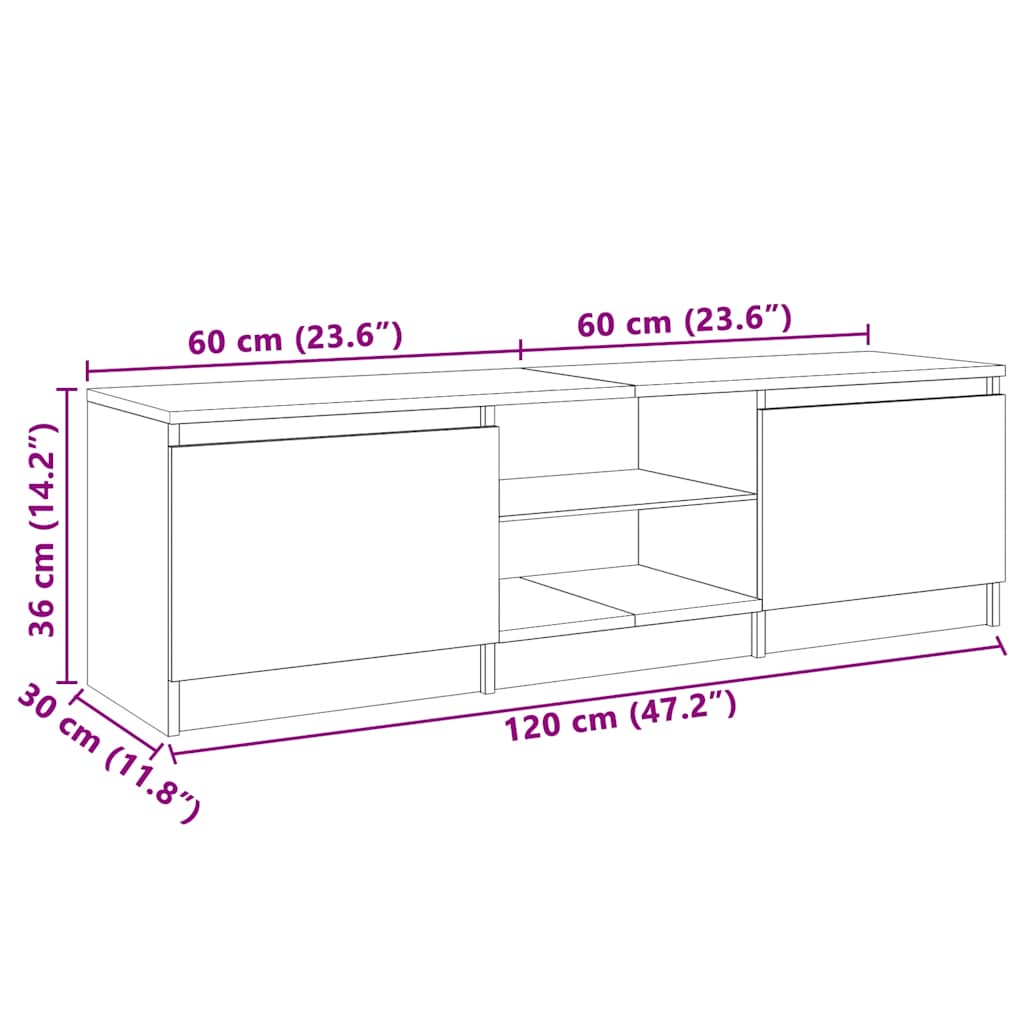 Mobile Porta TV con Luci LED Rovere Sonoma 120x30x36 cm - homemem39