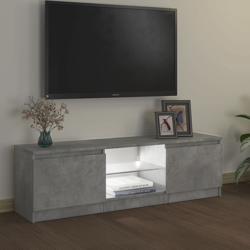 Mobile Porta TV con Luci LED Grigio Cemento 120x30x35,5 cm - homemem39