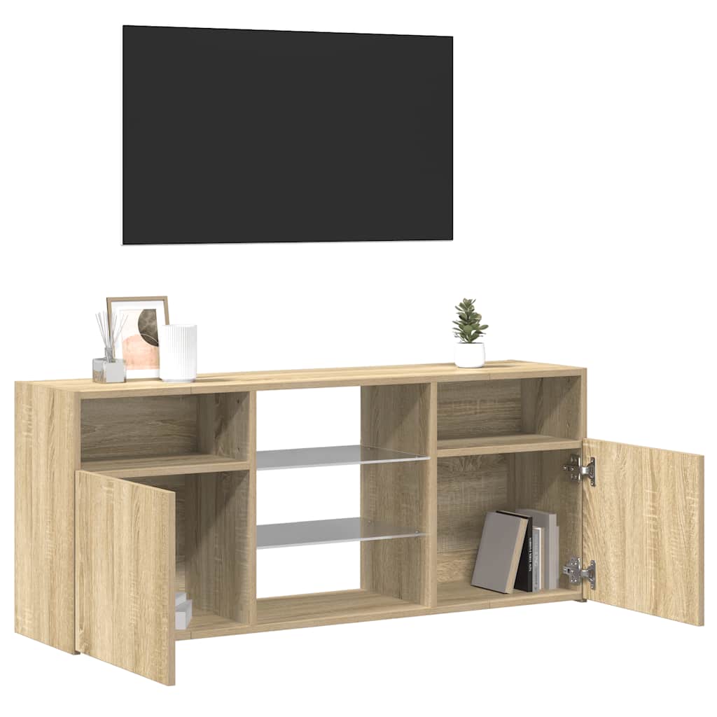 Mobile Porta TV con Luci LED Rovere Sonoma 120x30x50 cm - homemem39