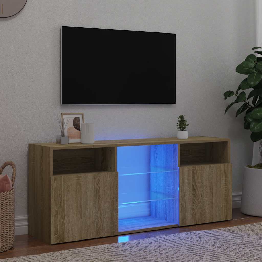 Mobile Porta TV con Luci LED Rovere Sonoma 120x30x50 cm - homemem39