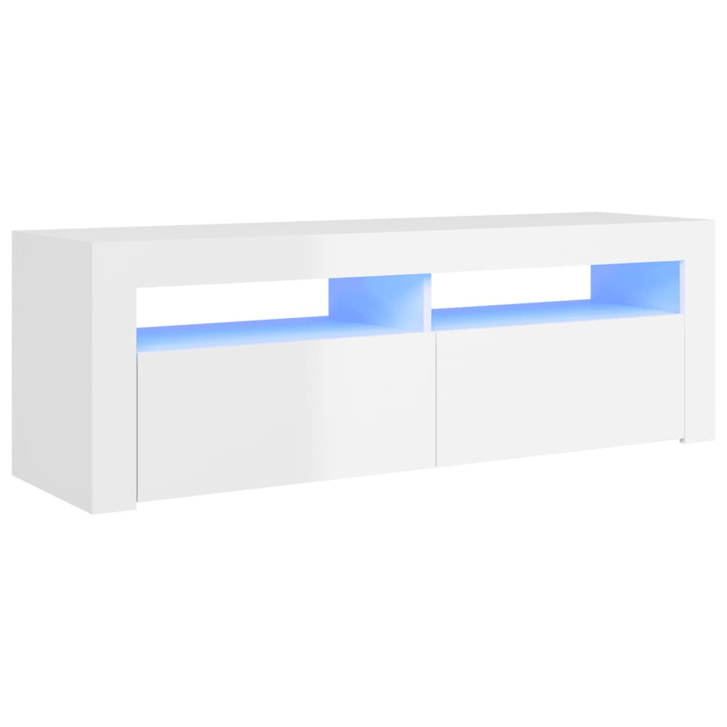 Mobile Porta TV con Luci LED Bianco Lucido 120x35x40 cm - homemem39