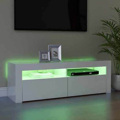 Mobile Porta TV con Luci LED Bianco Lucido 120x35x40 cm - homemem39