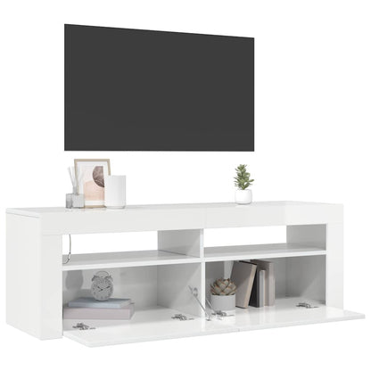 Mobile Porta TV con Luci LED Bianco Lucido 120x35x40 cm - homemem39