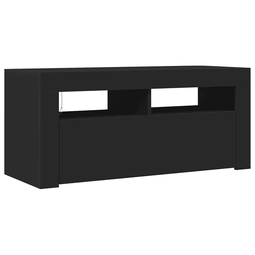 Mobile Porta TV con Luci LED Nero 90x35x40 cm - homemem39