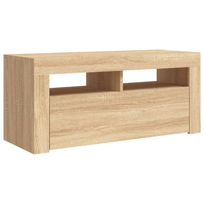 Mobile Porta TV con Luci LED Rovere Sonoma 90x35x40 cm - homemem39