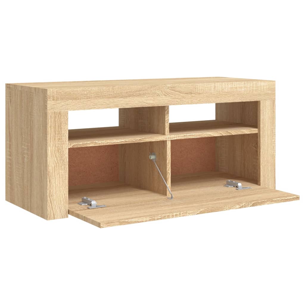 Mobile Porta TV con Luci LED Rovere Sonoma 90x35x40 cm - homemem39