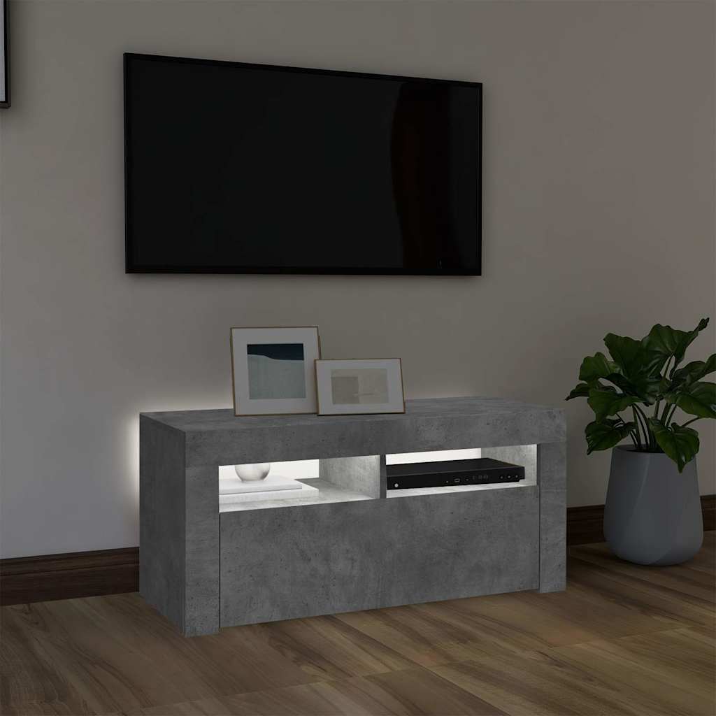 Mobile Porta TV con Luci LED Grigio Cemento 90x35x40 cm - homemem39