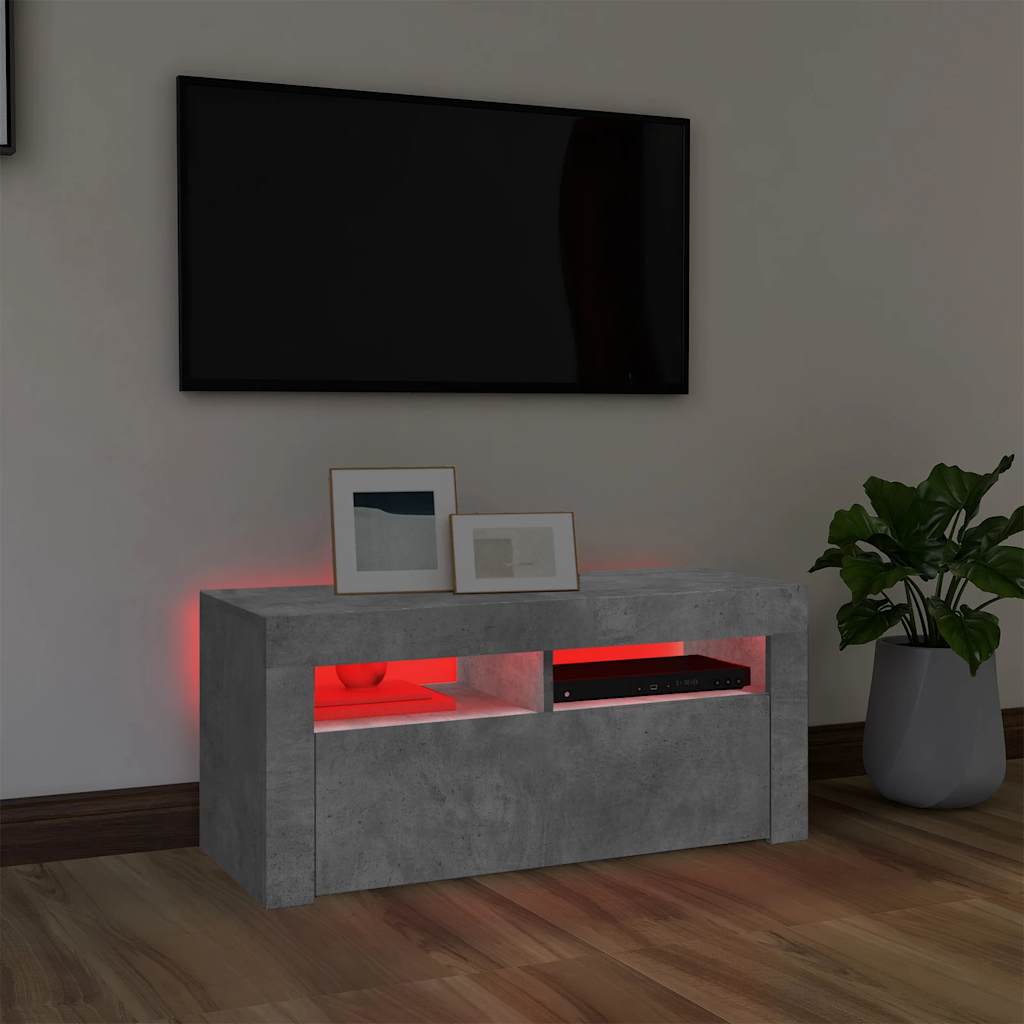 Mobile Porta TV con Luci LED Grigio Cemento 90x35x40 cm - homemem39