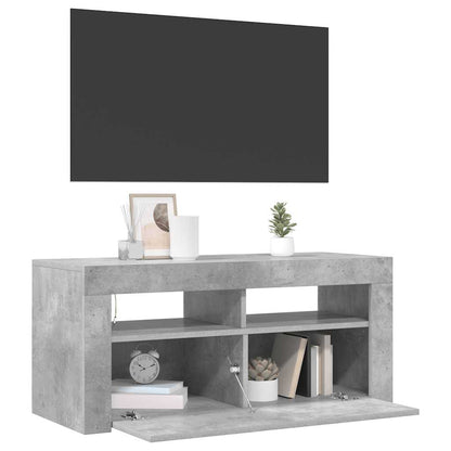 Mobile Porta TV con Luci LED Grigio Cemento 90x35x40 cm - homemem39