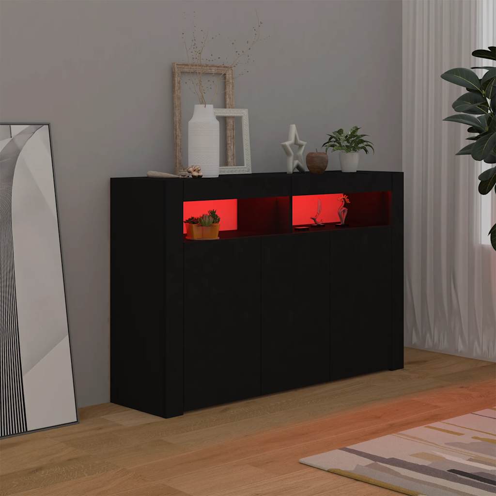 Credenza con Luci LED Nera 115,5x30x75 cm | homemem39