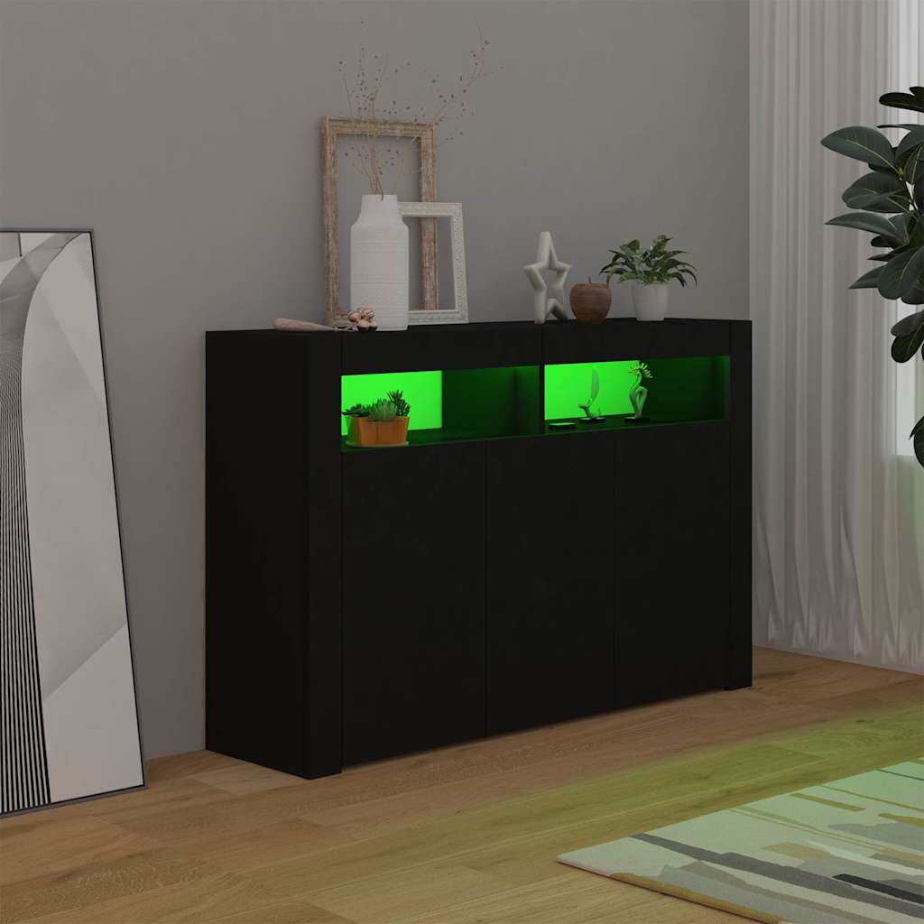 Credenza con Luci LED Nera 115,5x30x75 cm | homemem39