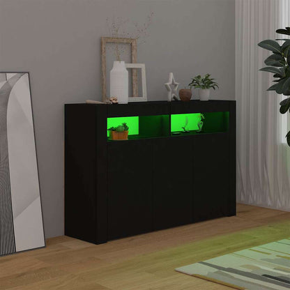 Credenza con Luci LED Nera 115,5x30x75 cm | homemem39