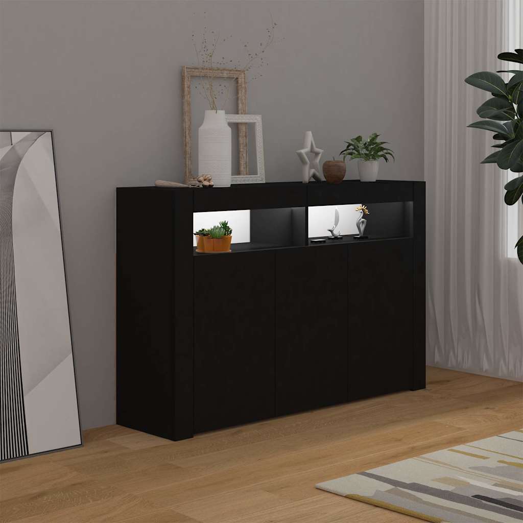 Credenza con Luci LED Nera 115,5x30x75 cm | homemem39