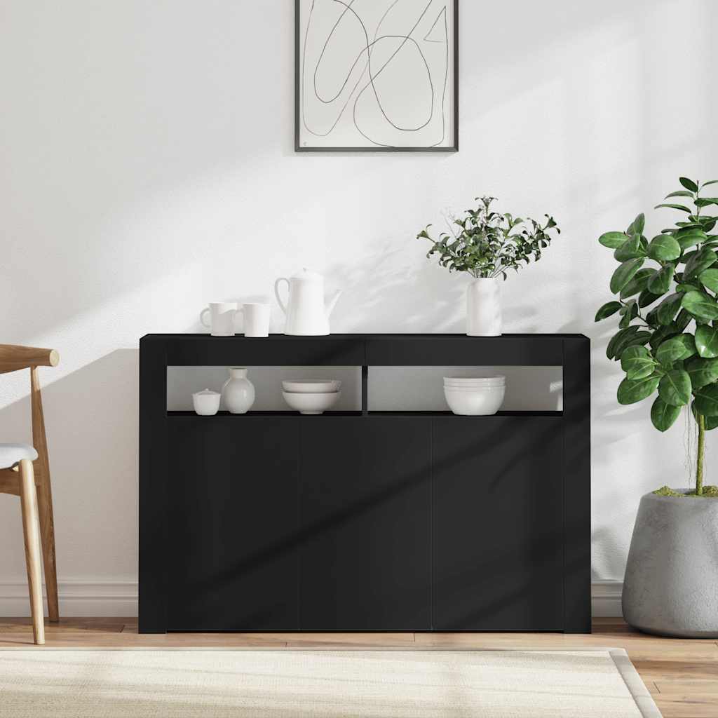 Credenza con Luci LED Nera 115,5x30x75 cm | homemem39