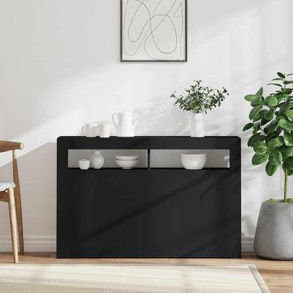 Credenza con Luci LED Nera 115,5x30x75 cm | homemem39