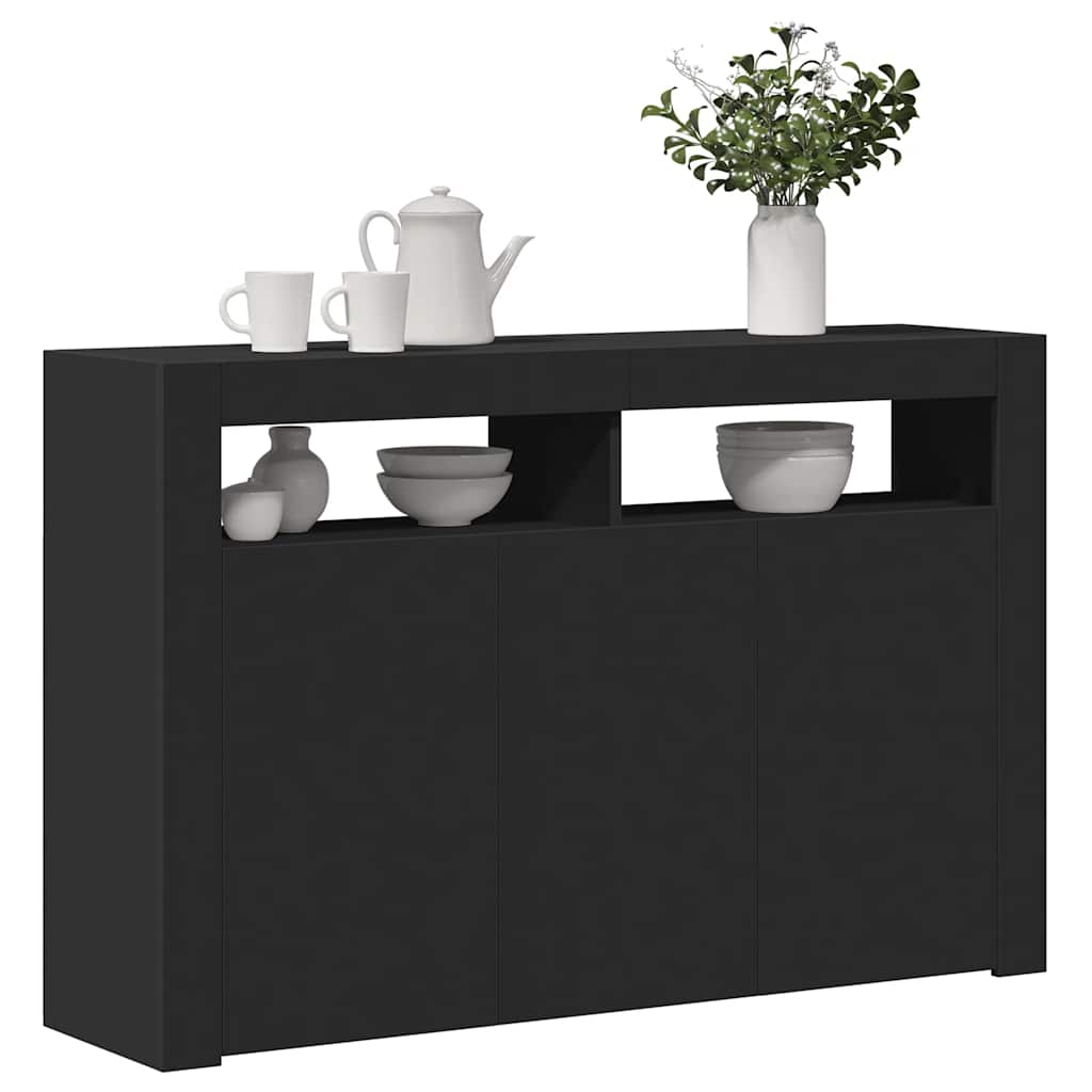 Credenza con Luci LED Nera 115,5x30x75 cm | homemem39