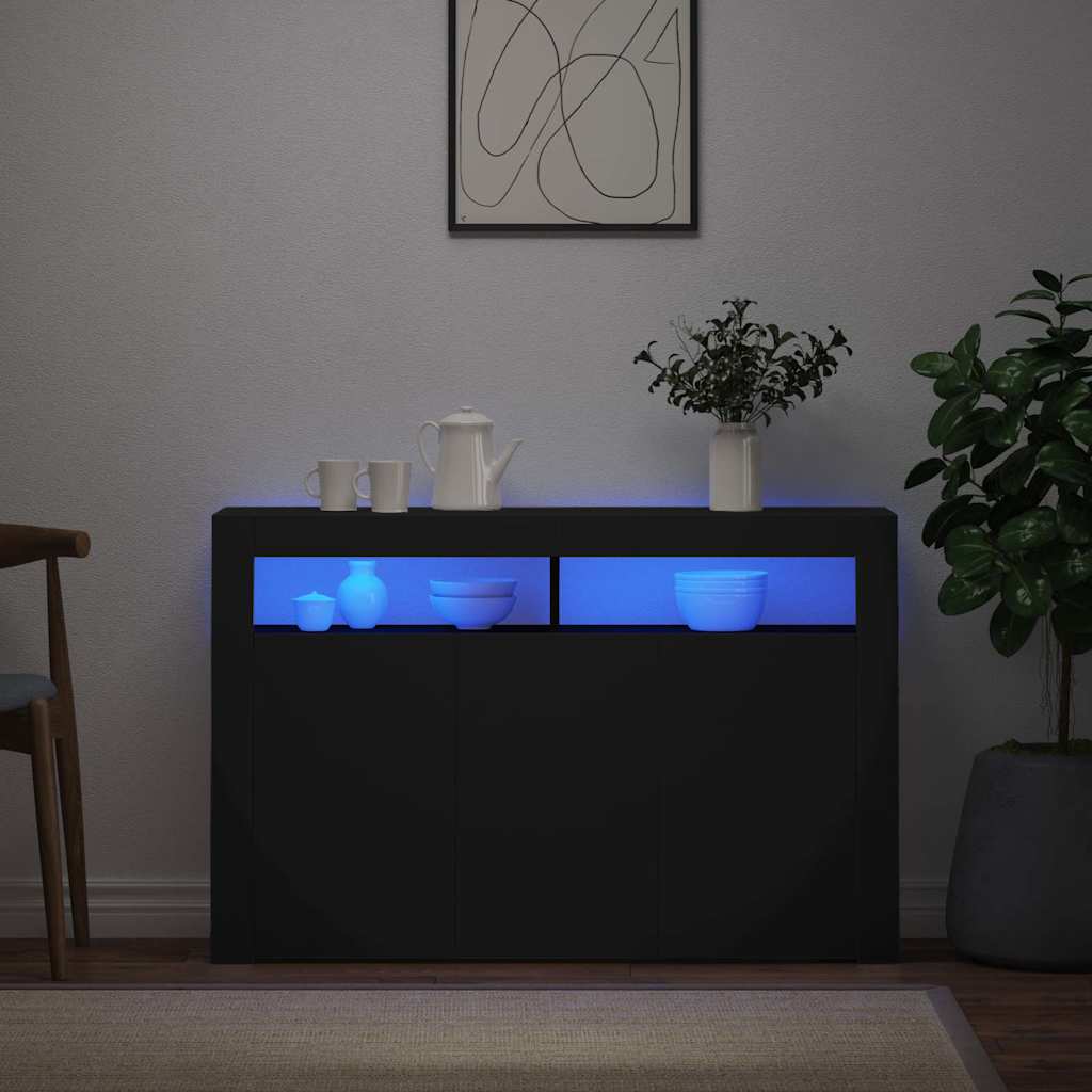 Credenza con Luci LED Nera 115,5x30x75 cm | homemem39