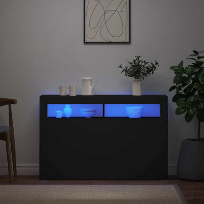 Credenza con Luci LED Nera 115,5x30x75 cm | homemem39