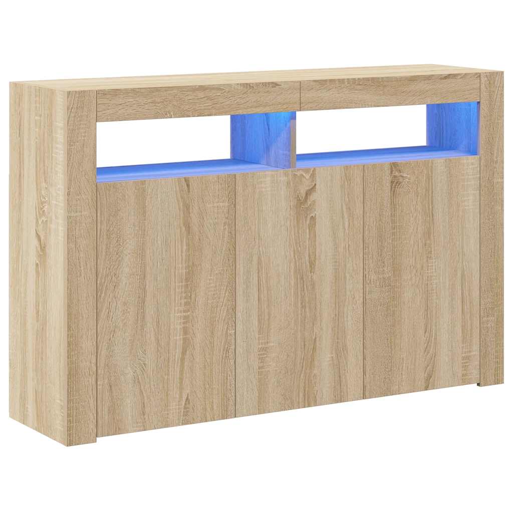 Credenza con Luci LED Rovere Sonoma 115,5x30x75 cm | homemem39