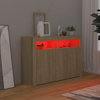 Credenza con Luci LED Rovere Sonoma 115,5x30x75 cm | homemem39