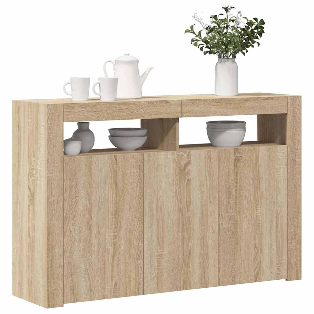 Credenza con Luci LED Rovere Sonoma 115,5x30x75 cm | homemem39