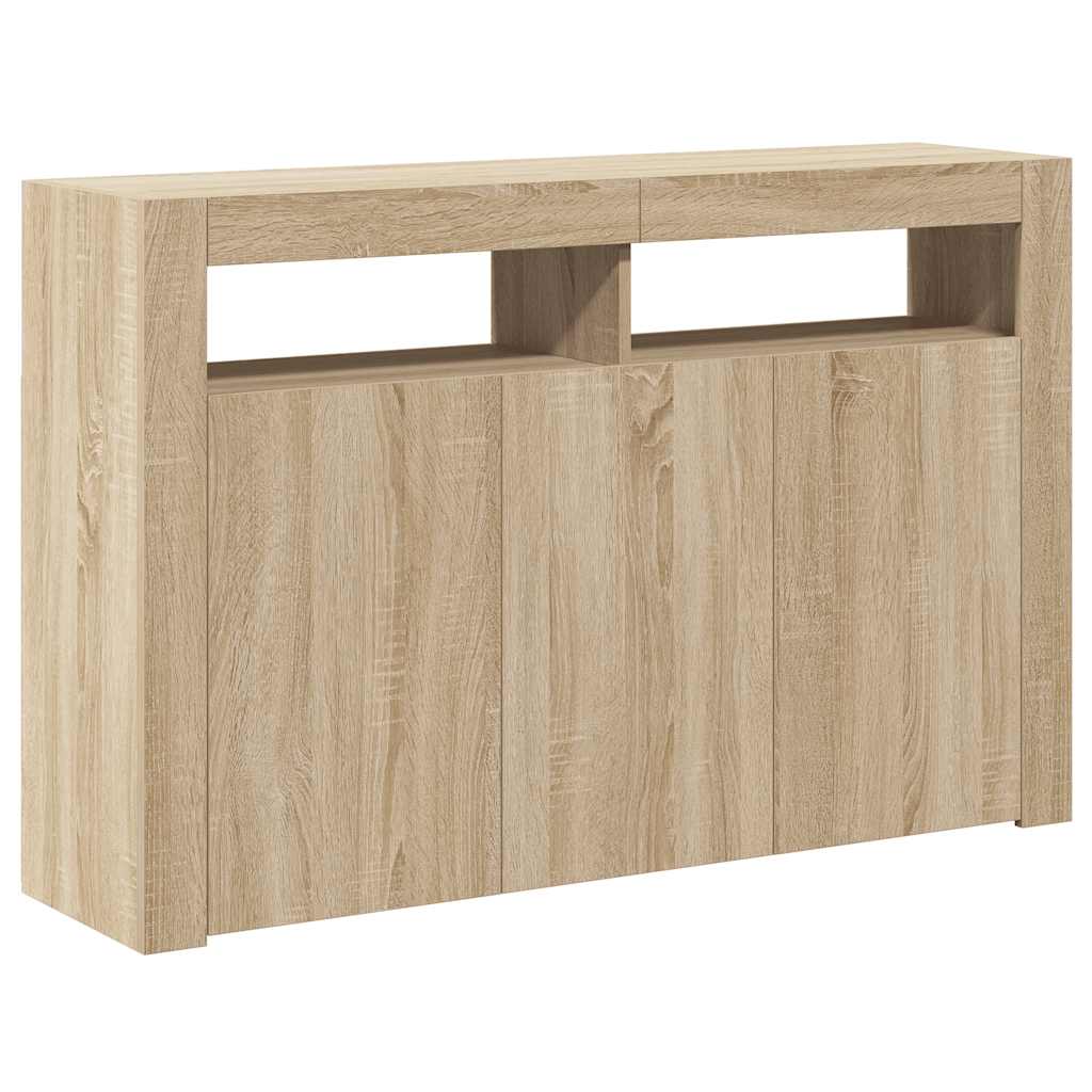 Credenza con Luci LED Rovere Sonoma 115,5x30x75 cm | homemem39