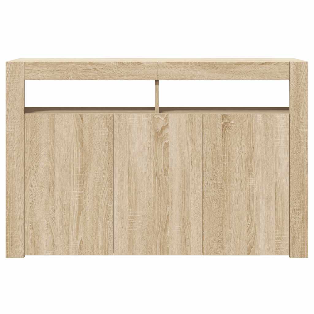 Credenza con Luci LED Rovere Sonoma 115,5x30x75 cm | homemem39