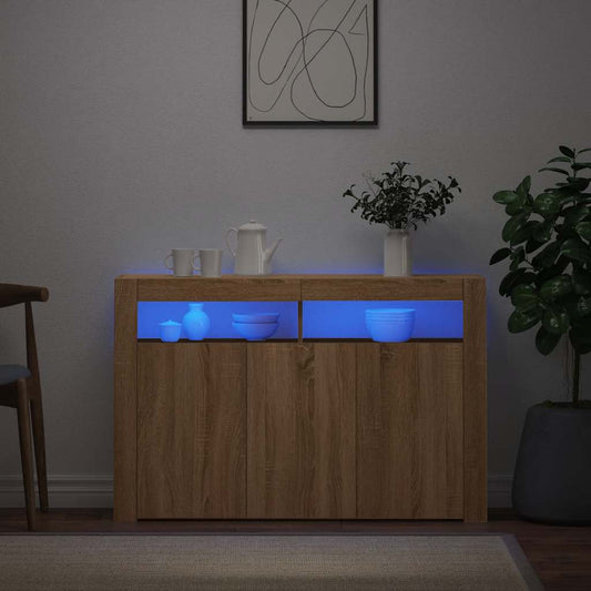 Credenza con Luci LED Rovere Sonoma 115,5x30x75 cm | homemem39