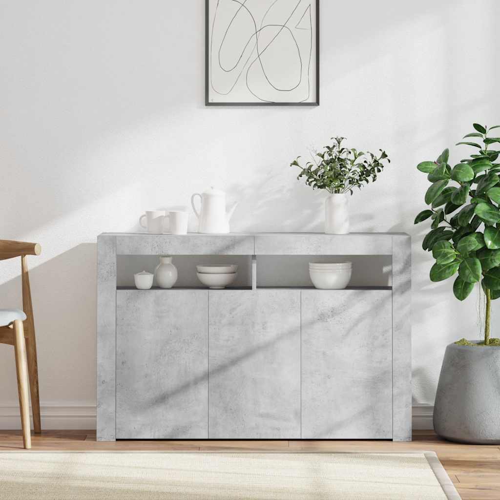 Credenza con Luci LED Grigio Cemento 115,5x30x75 cm - homemem39